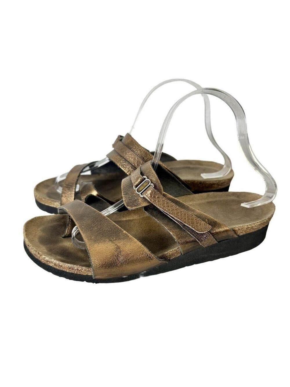 Naot Jessica Bronze Sandals Leather Snake Print Toe Loop Size US 10-10.5 EU 41